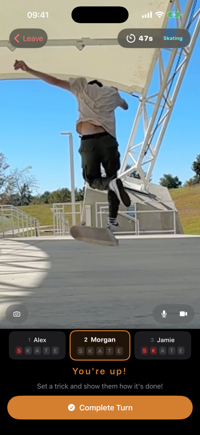A live SkateBits game of S.K.A.T.E. in progress